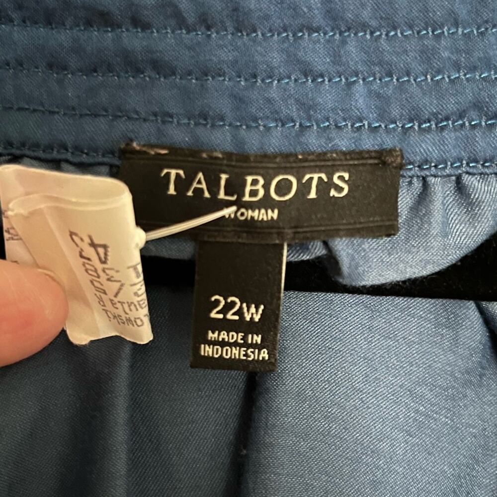 Talbots Split Neck Blue Flowy Short Sleeve Blouse Size 3XL - Picture 3 of 5